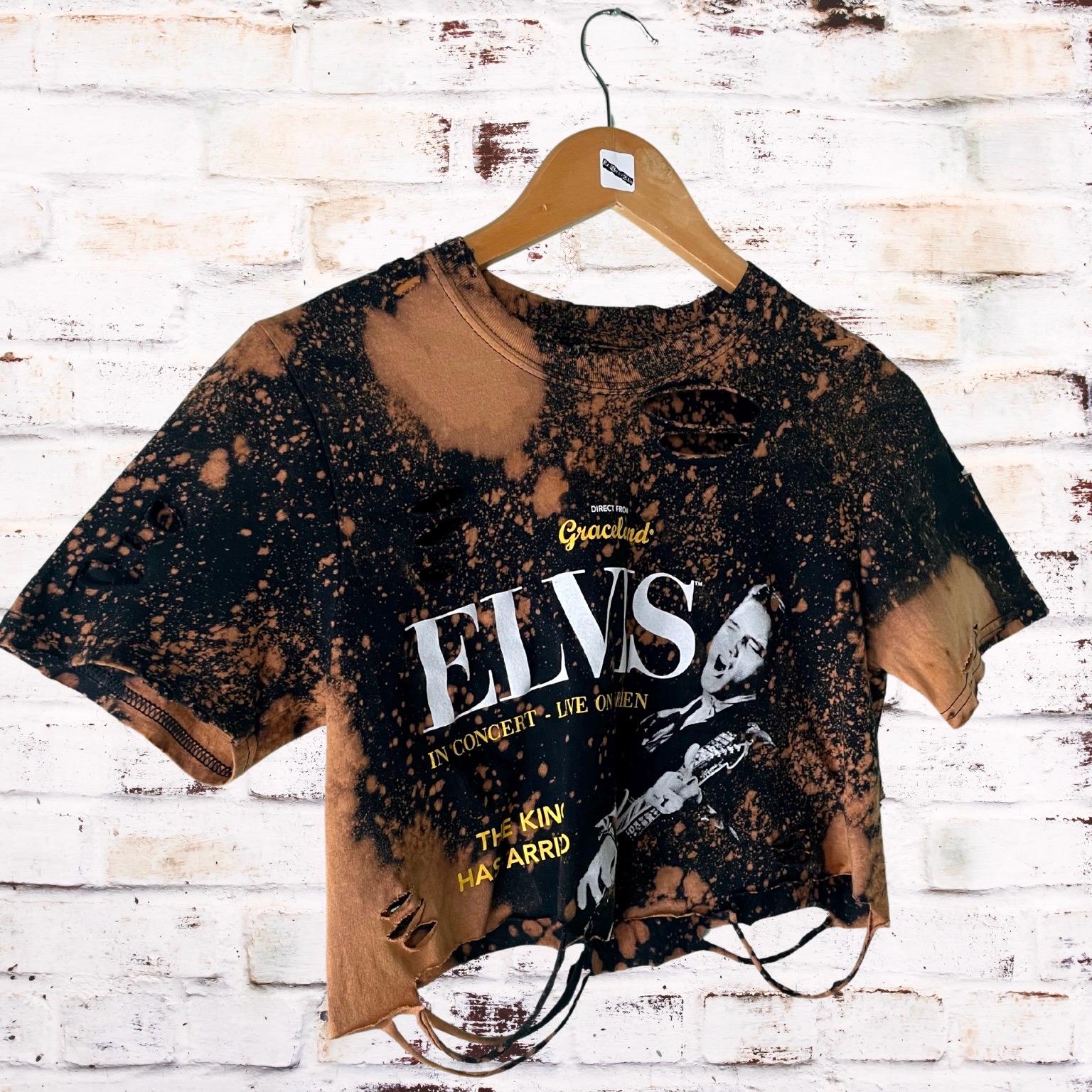 Elvis Presley Bleached Cropped shredded t-shirt