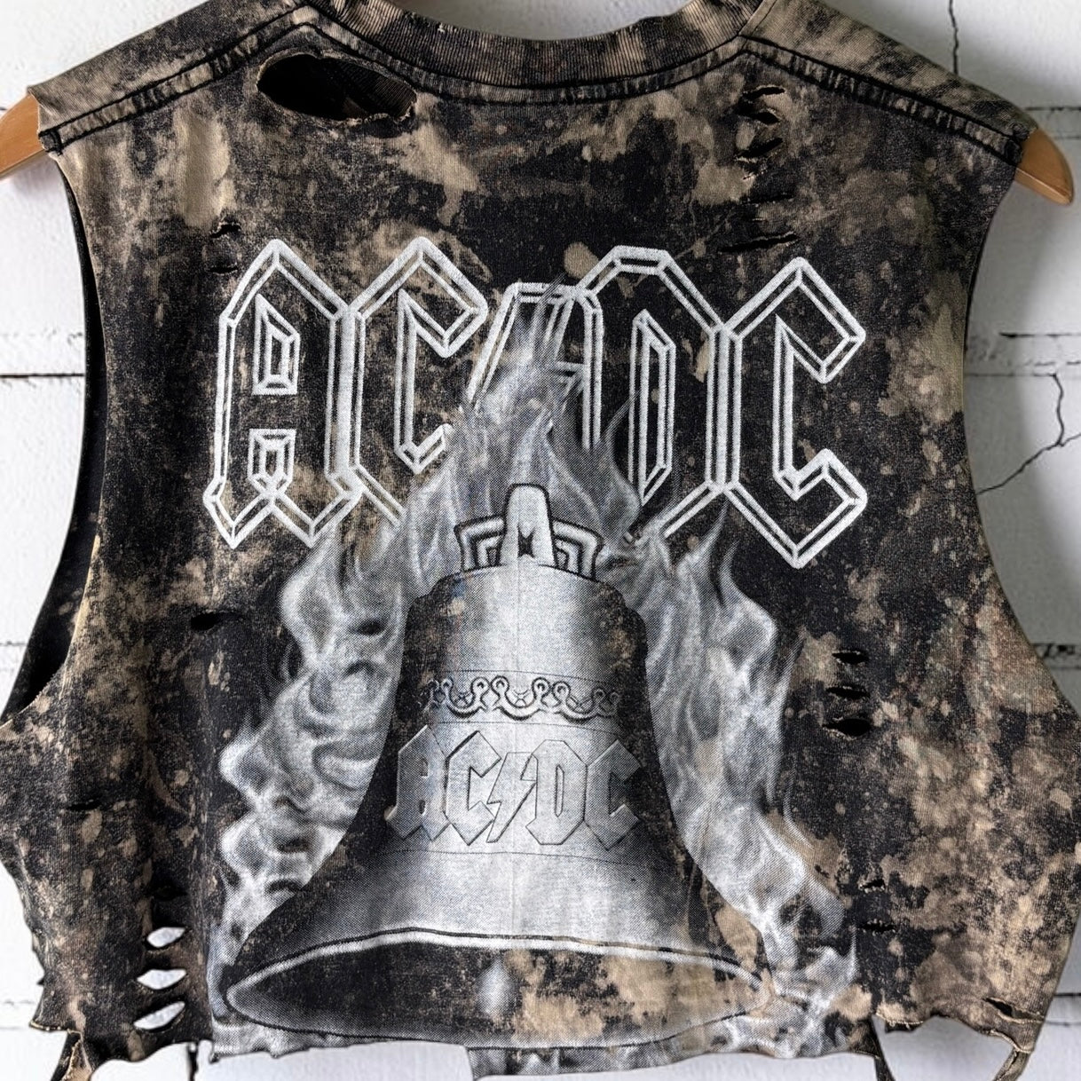 AC/DC - Hells Bells Bleached Distressed Cropped Tee