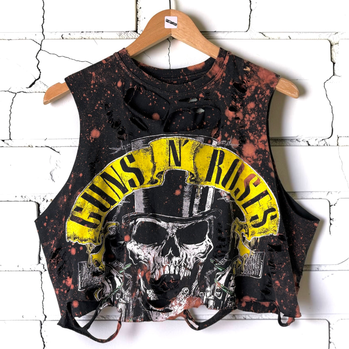 Guns n roses cropped bleached shredded tee