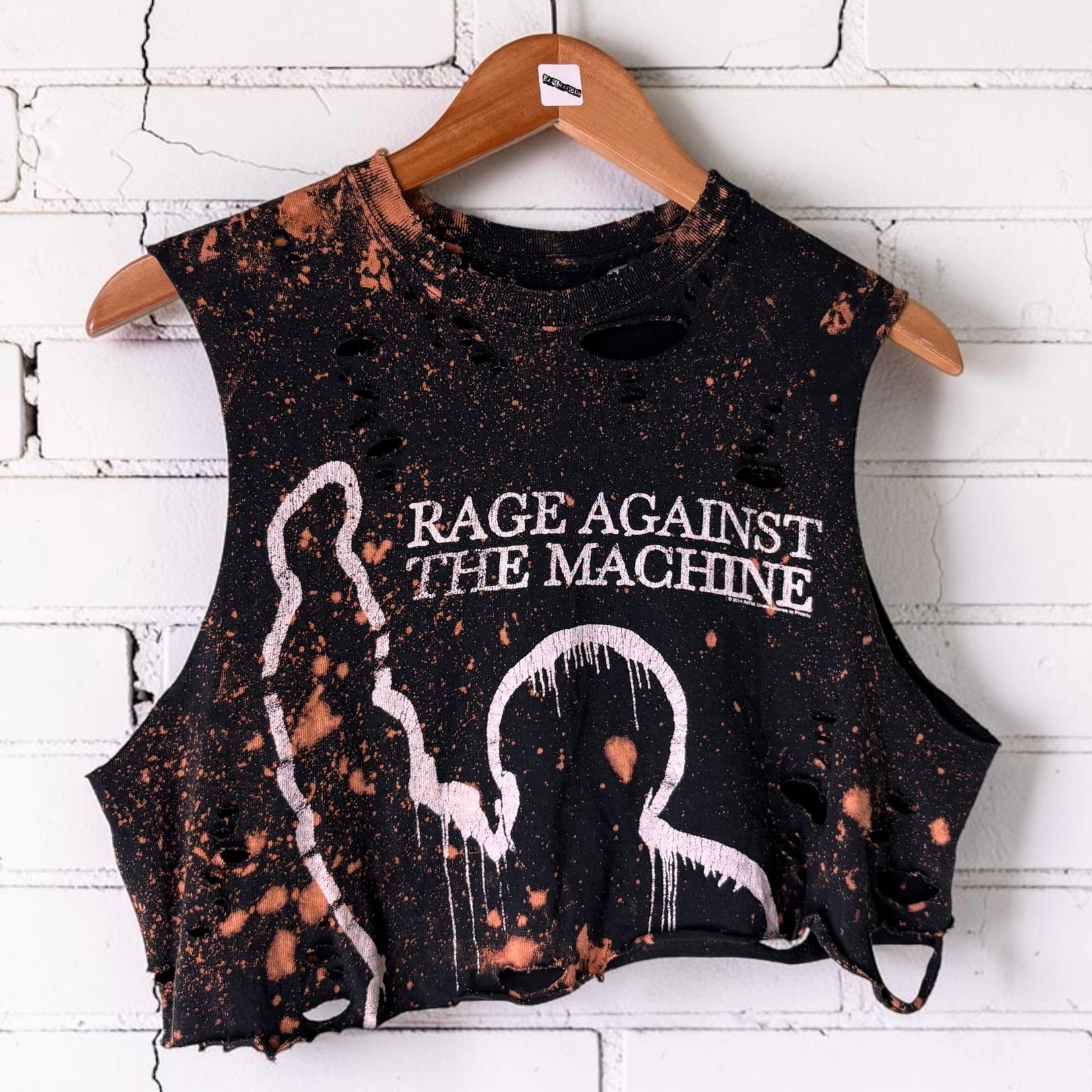 Rage Against The Machine Bleached Distressed Cropped Tee