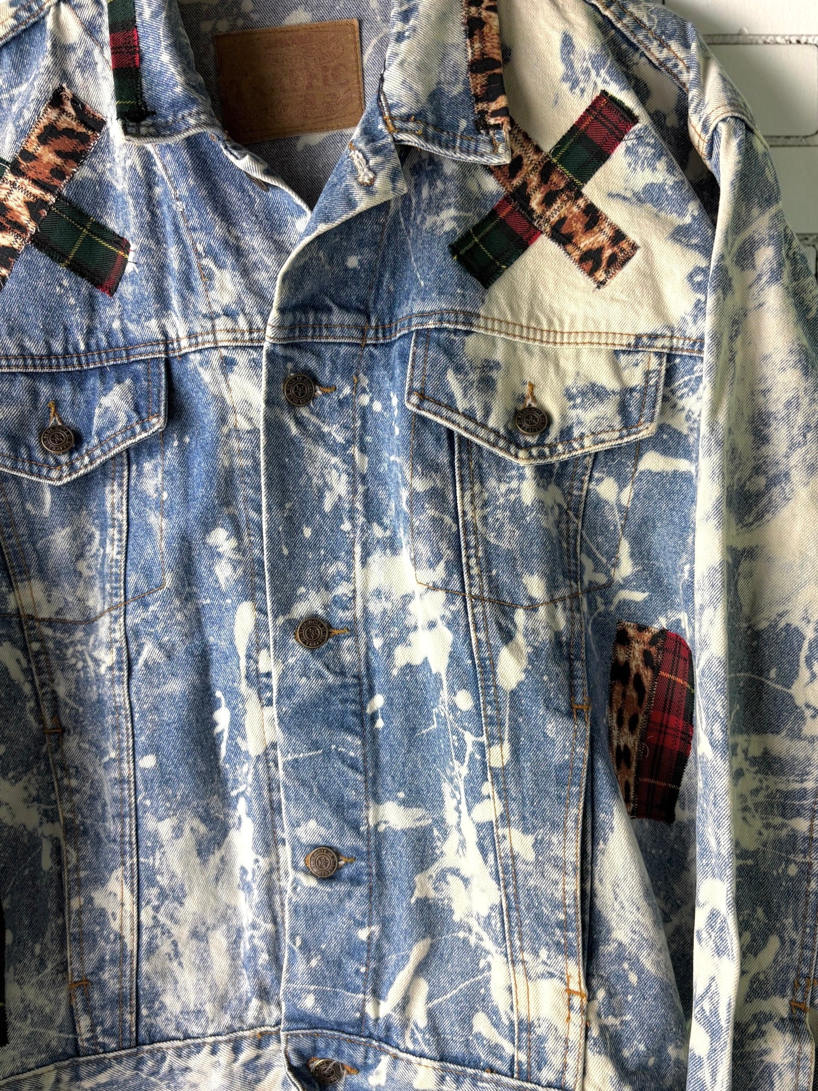 SHOCK TREATMENT - Custom Patchwork Bleached Denim Jacket Punk Rock Jacket Alternative Tumblr Grunge
