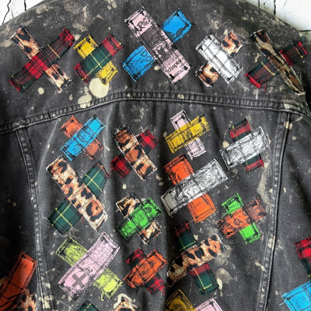 WILD YOUTH - Custom Punk Rock Patch Denim Jacket - Acid Wash Jean Jacket
