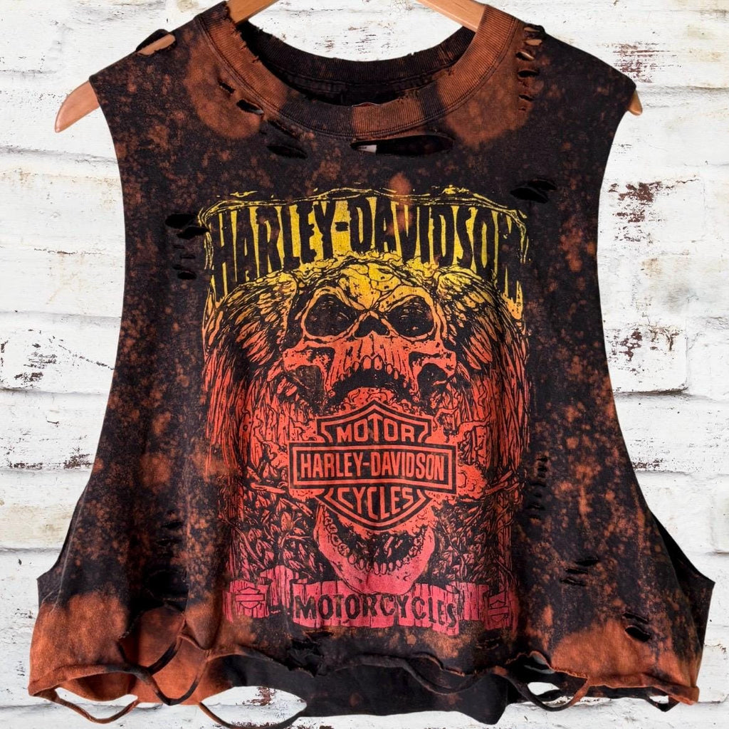 Harley Davidson Chicago Distressed Cropped Tee