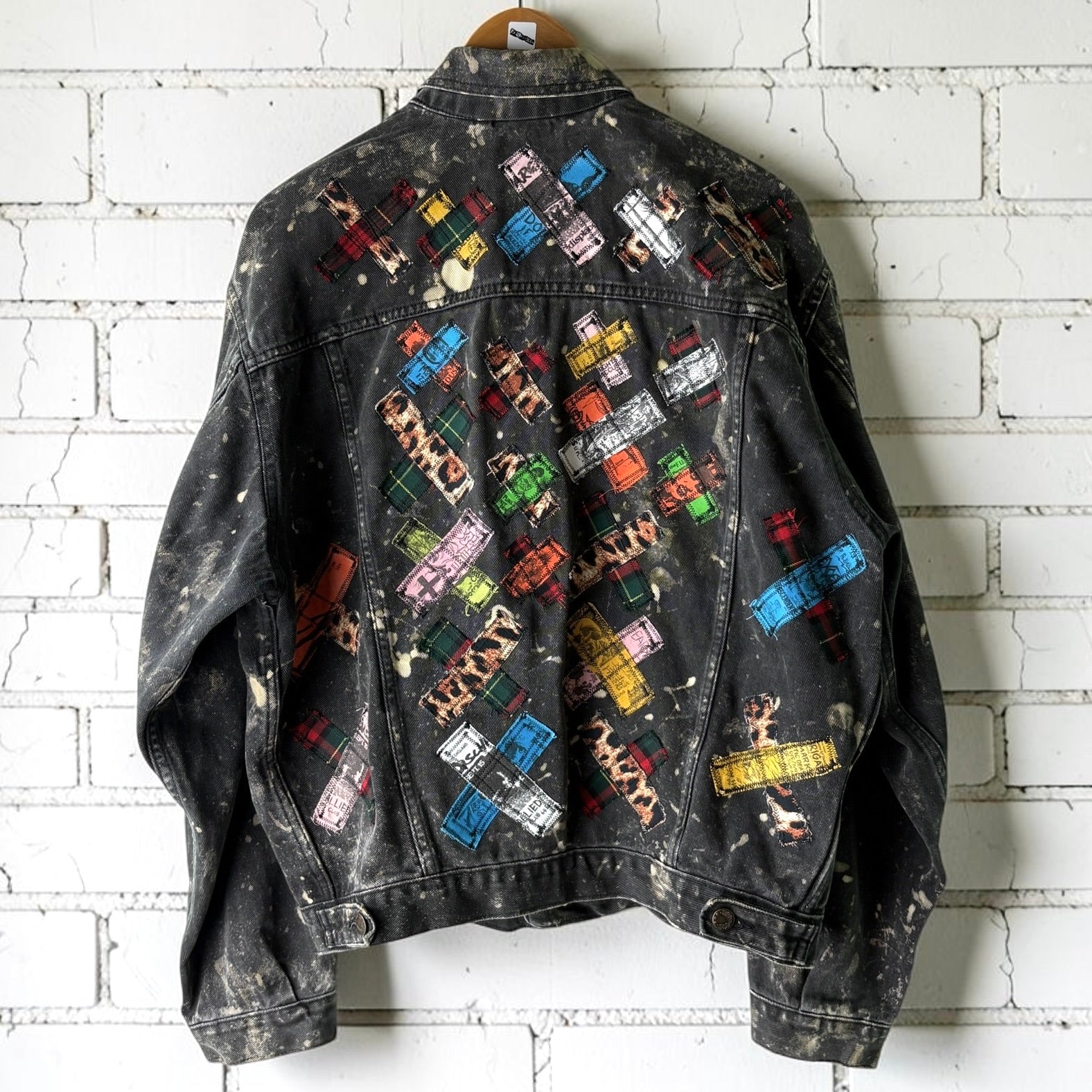 WILD YOUTH - Custom Punk Rock Patch Denim Jacket - Acid Wash Jean Jacket