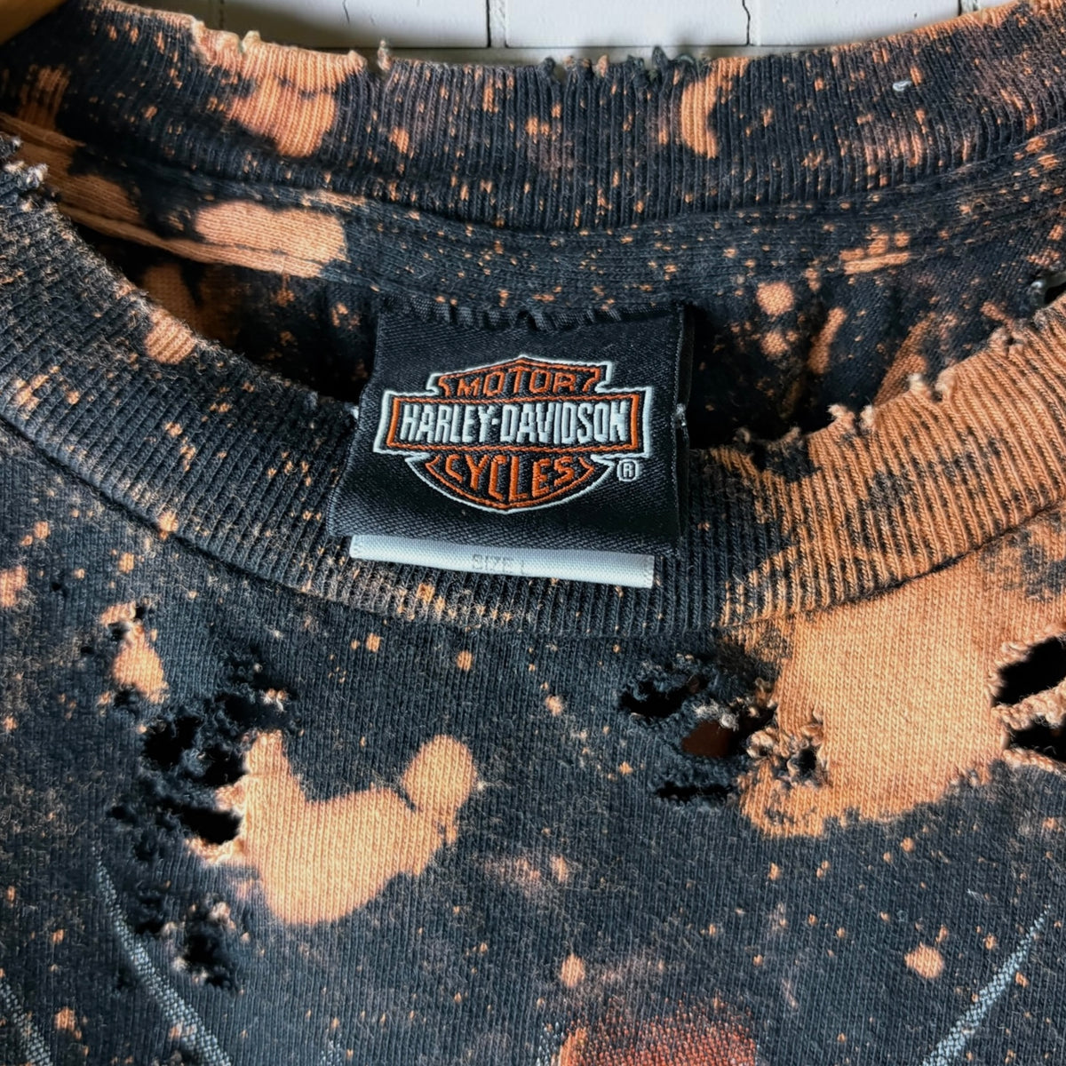 Harley Davidson Virginia Beach Bleached Distressed Cropped Tee