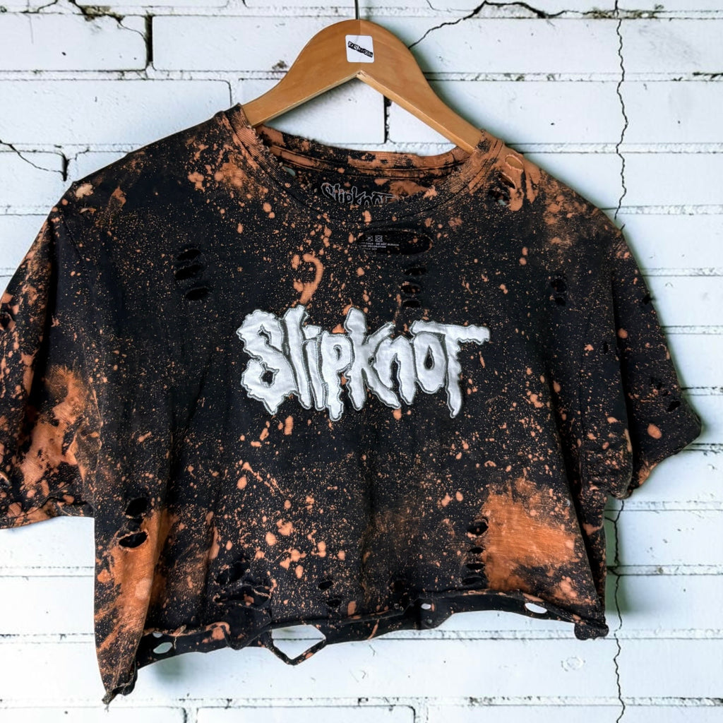Slipknot Bleached Distressed cropped Band Tee