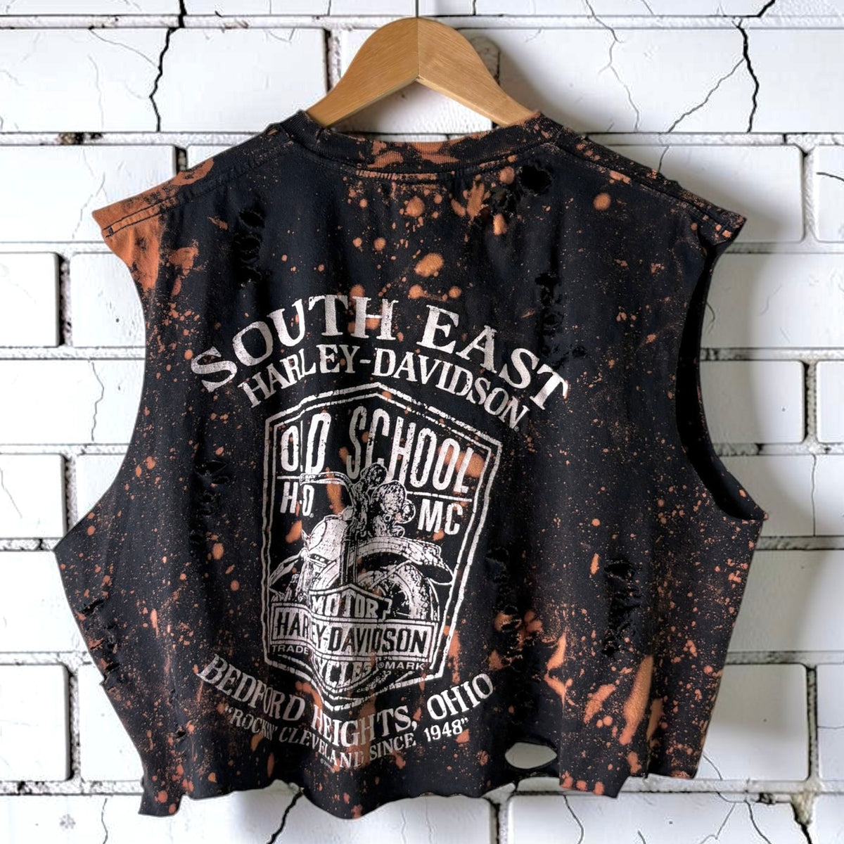 Harley Davidson Ohio Bleached Distressed Cropped Tee