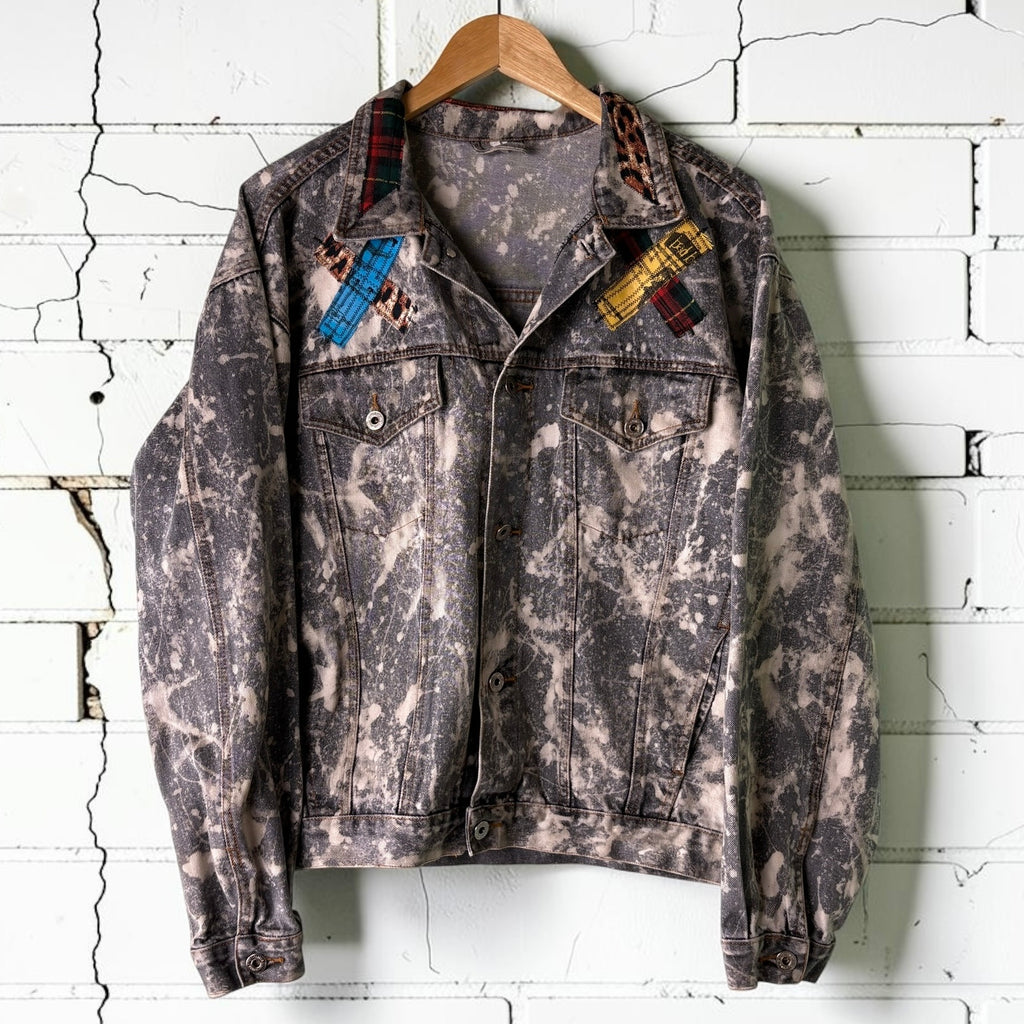 PATCHWORK RIOT - Custom Patchwork Bleached Denim Jacket Punk Rock Jacket Alternative Tumblr Grunge