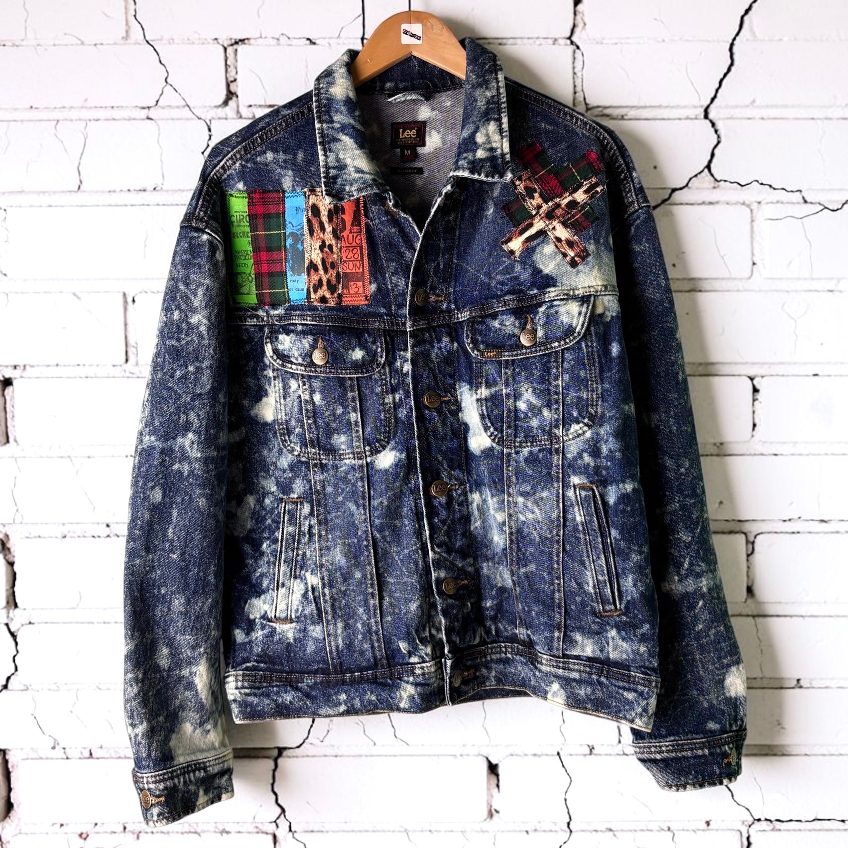 SEDATED - Custom Punk Rock Patch Denim Jacket - Acid Wash Jean Jacket
