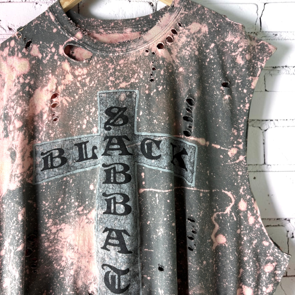 Black Sabbath Bleached Distressed cut off Band Tee