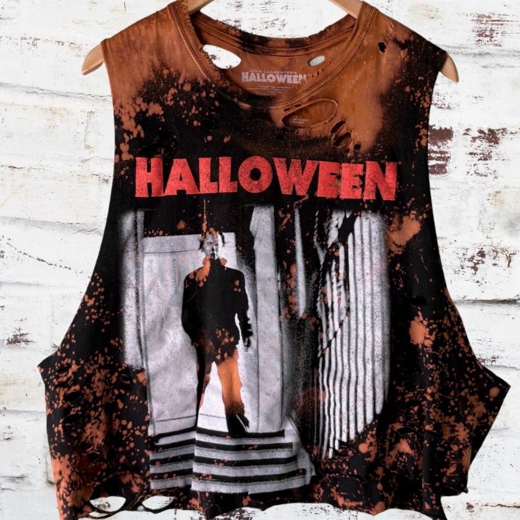 Halloween Michael Myers Bleached Distressed Horror Tee