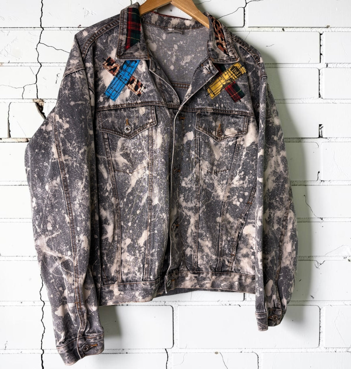 PATCHWORK RIOT - Custom Patchwork Bleached Denim Jacket Punk Rock Jacket Alternative Tumblr Grunge