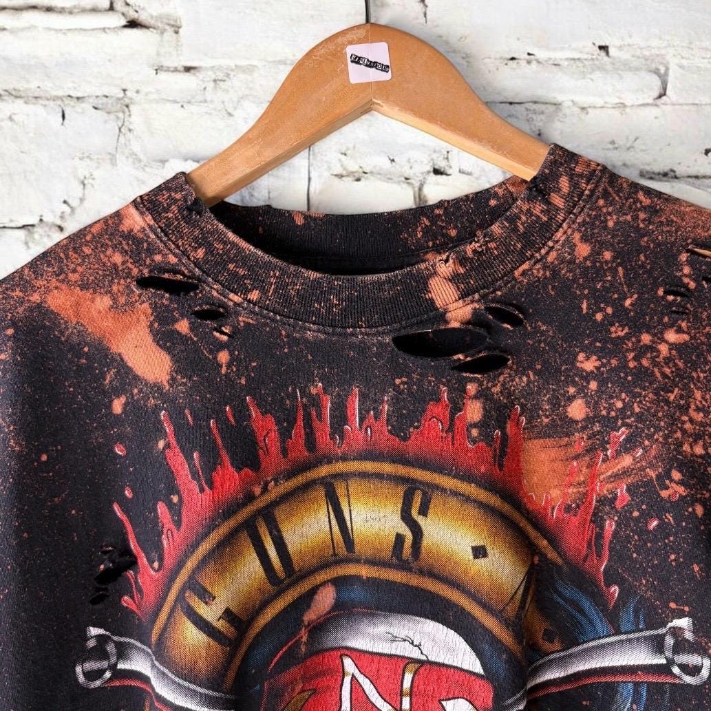 Guns n roses cropped bleached shredded band Shirt