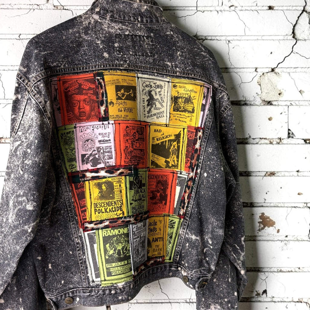 THREAD KENNEDYS - Custom Punk Rock Patch Denim Jacket - Acid Wash Jean Jacket
