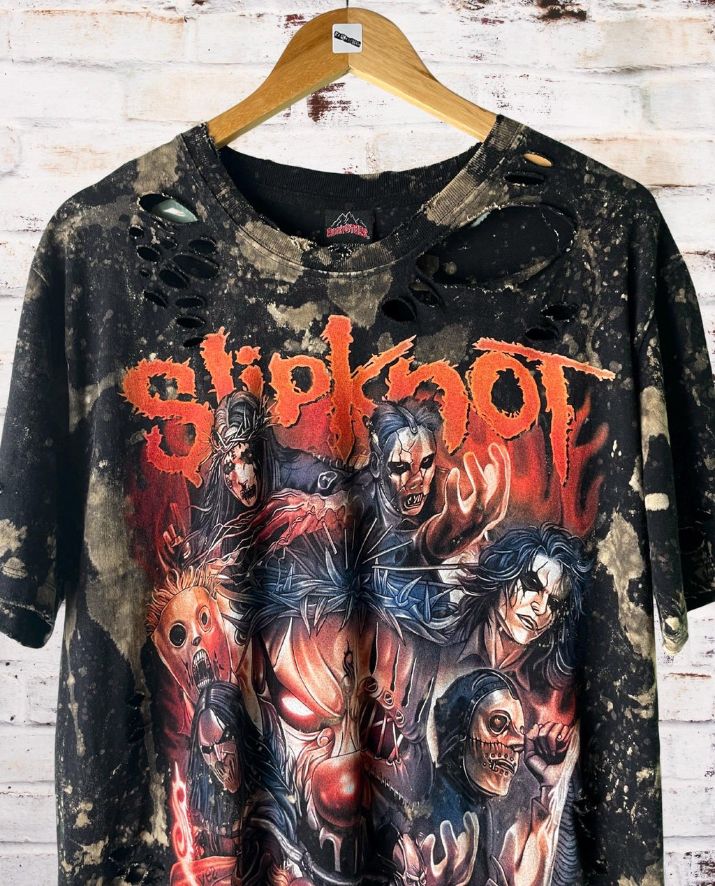 Slipknot Masks Bleach Distressed Band Tee