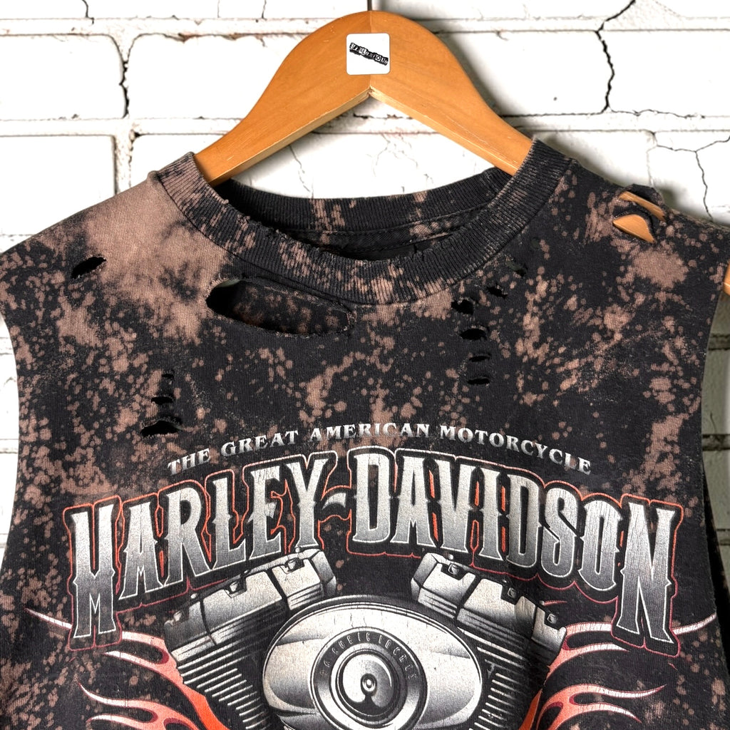 Harley Davidson Newmarket Bleached Distressed Cropped Tee