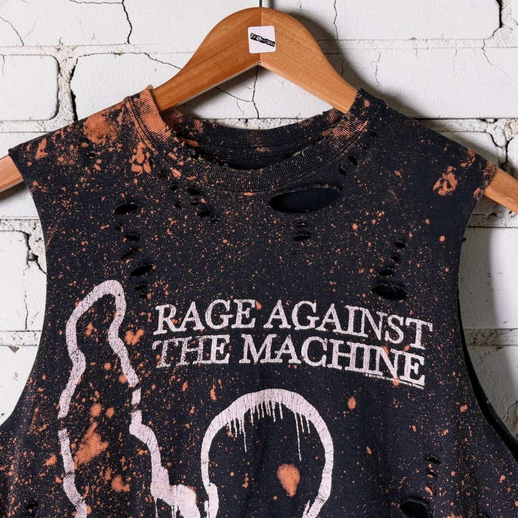 Rage Against The Machine Bleached Distressed Cropped Tee