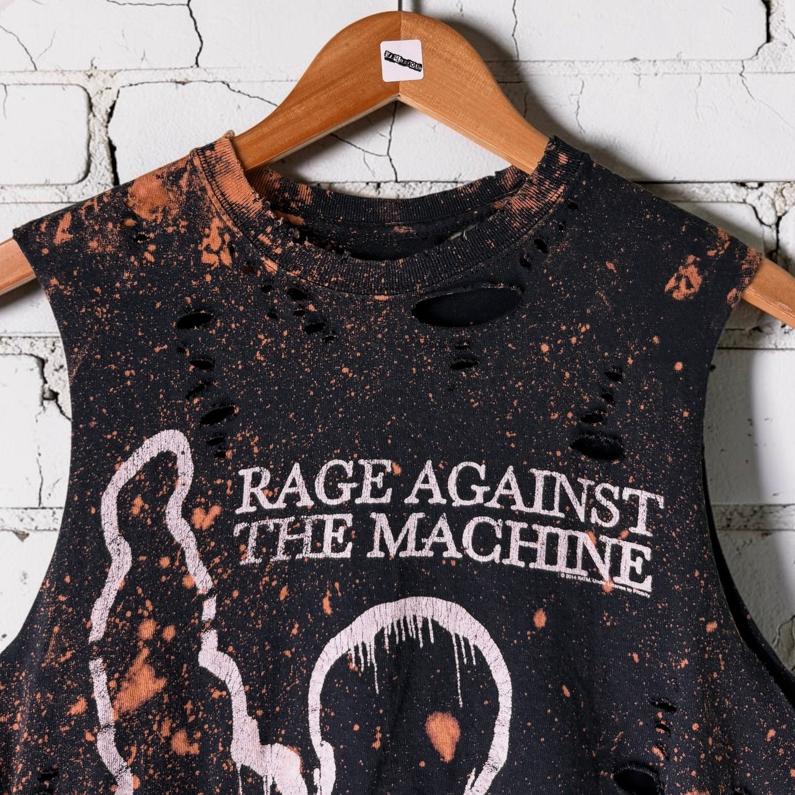 Rage Against The Machine Bleached Distressed Cropped Tee