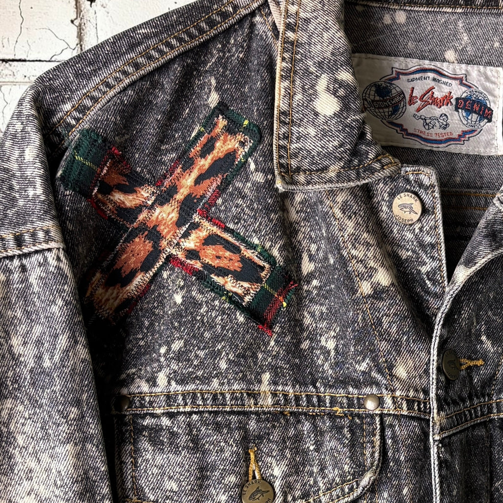 THREAD KENNEDYS - Custom Punk Rock Patch Denim Jacket - Acid Wash Jean Jacket