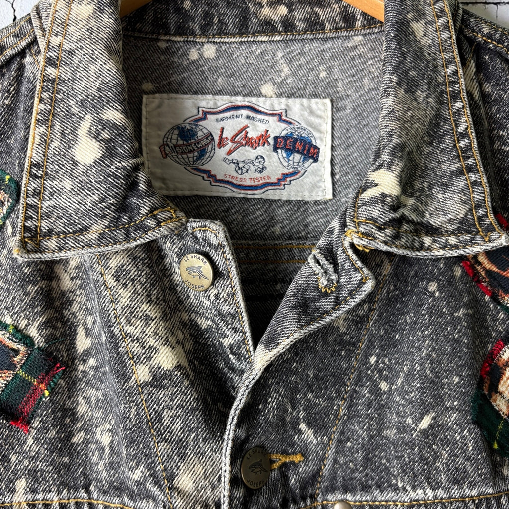 THREAD KENNEDYS - Custom Punk Rock Patch Denim Jacket - Acid Wash Jean Jacket