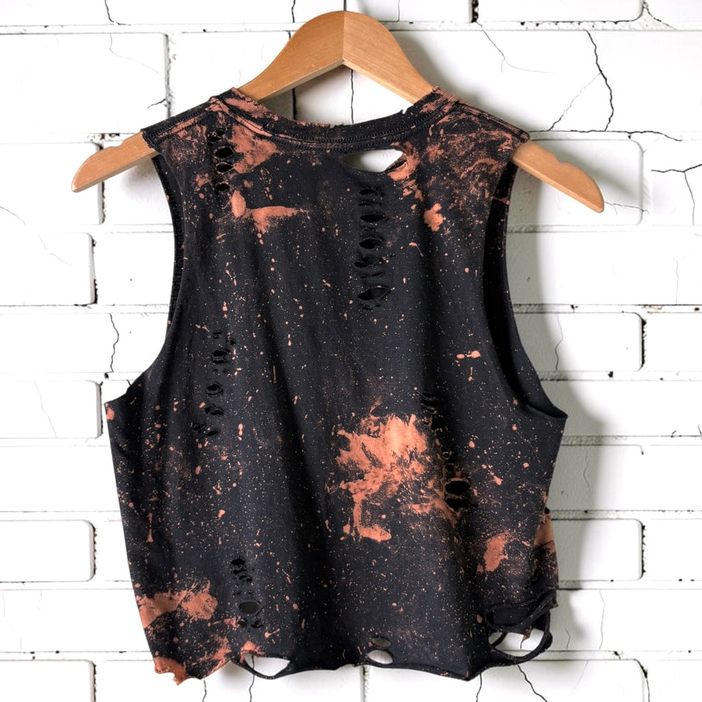 Rob Zombie - Bleached Distressed cropped sleeveless Band Tee