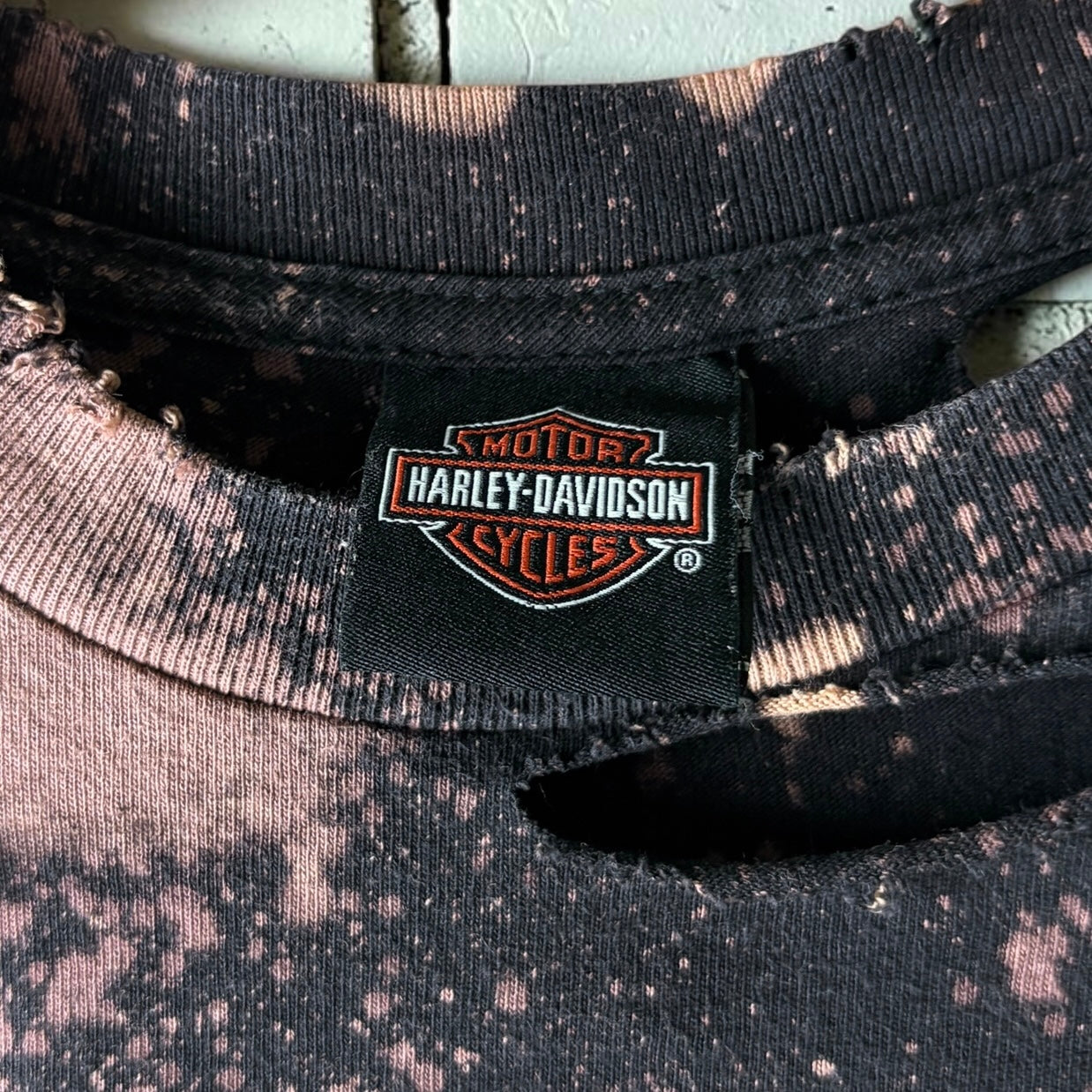 Harley Davidson Texas Bleached Shredded Cropped Tee