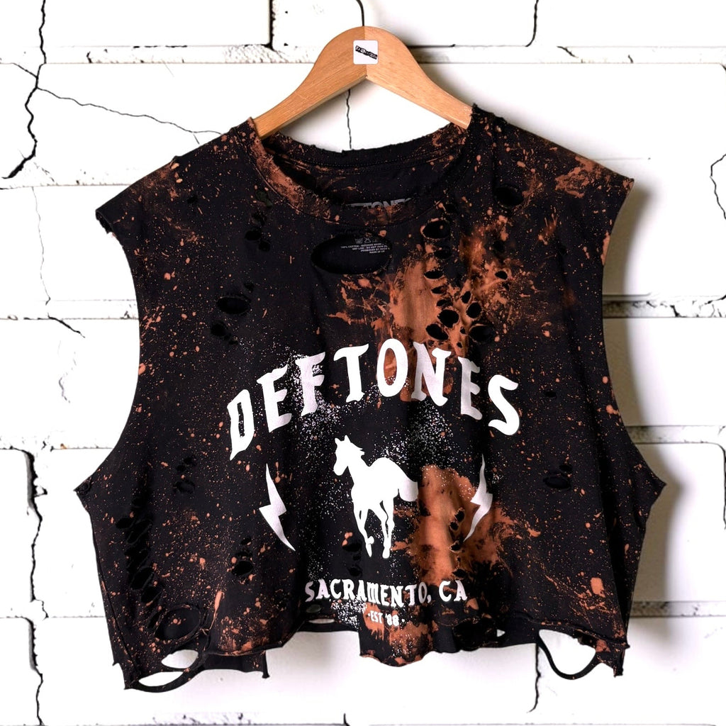 Deftones - Bleached Distressed cropped Band Tee
