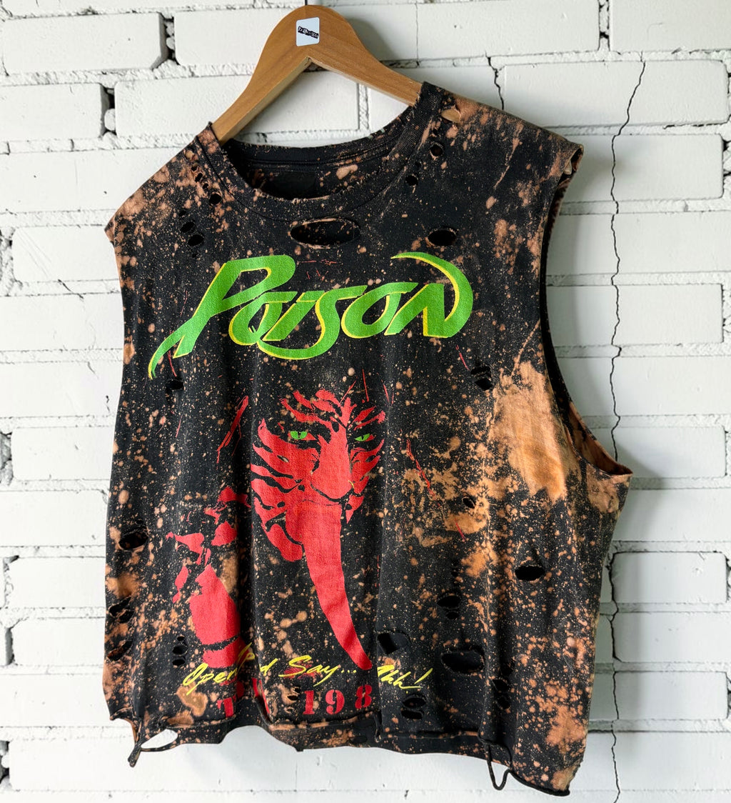 Poison - Open Up And Say… Ahh! Bleached Distressed Tee
