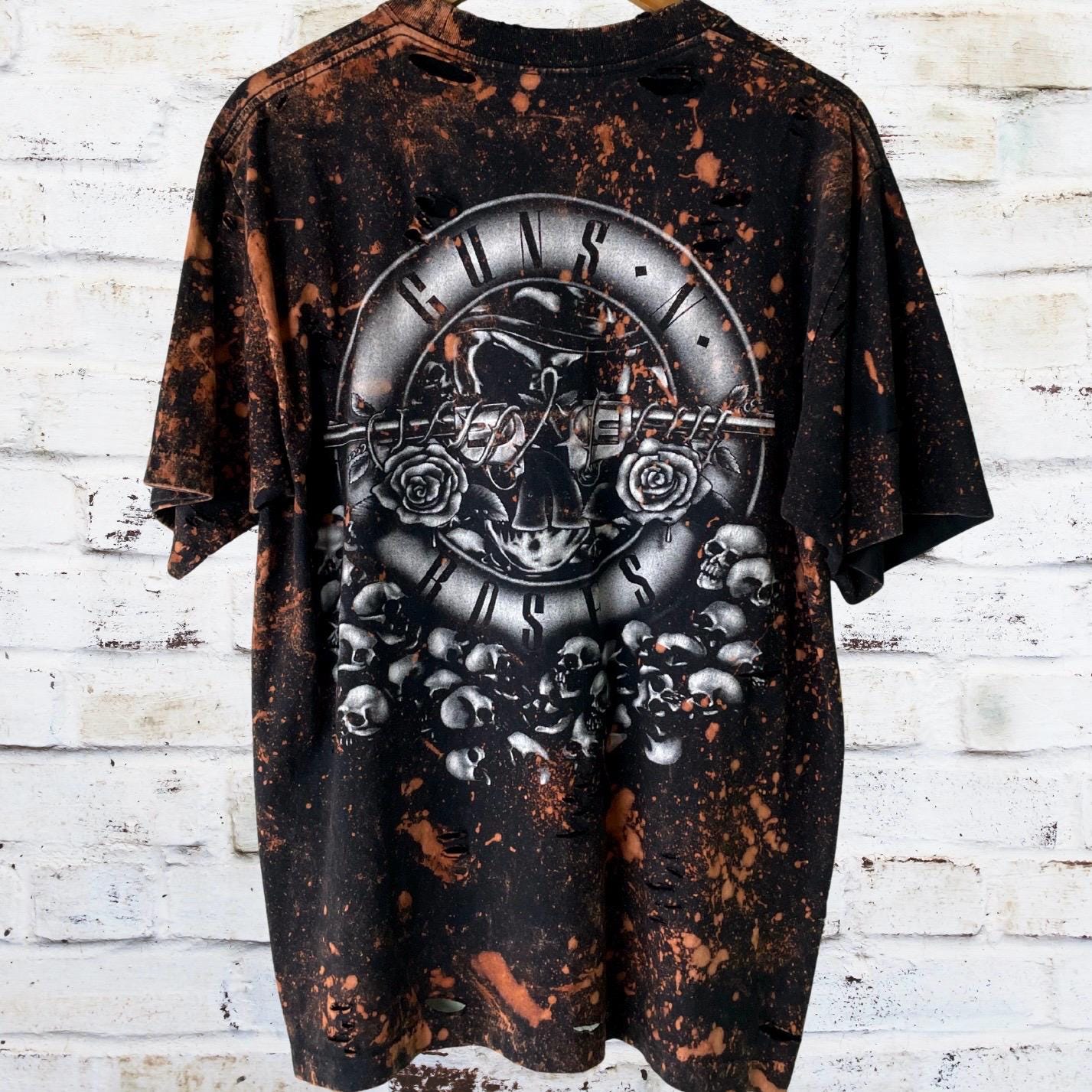 Guns N Roses Skull Logo Distressed Band Shirt