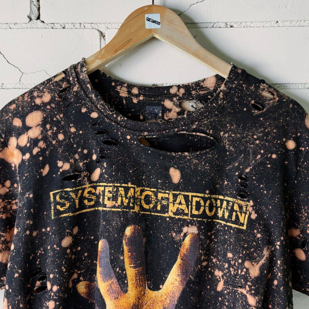 System Of A Down Bleached Distressed cropped Band Tee