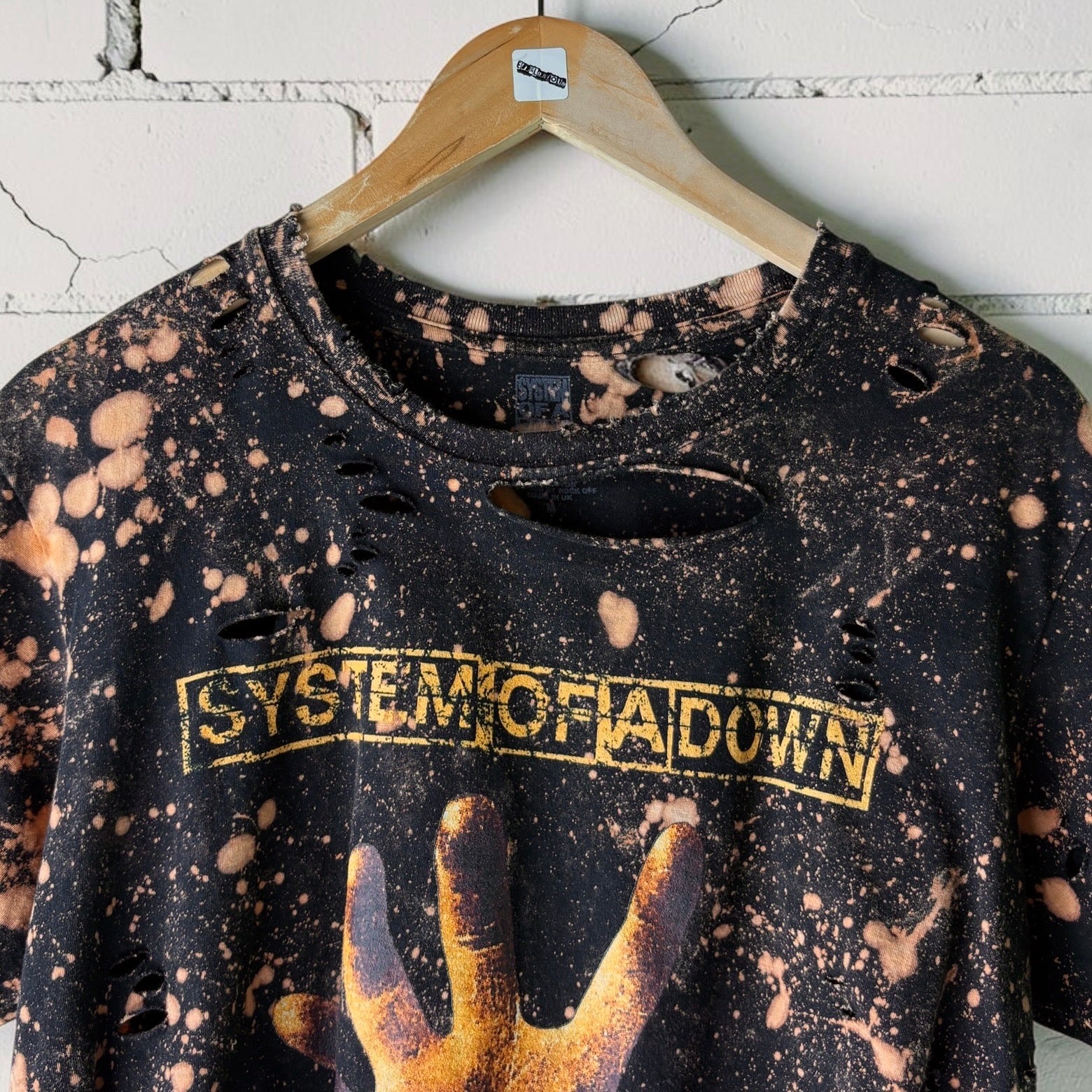 System Of A Down Bleached Distressed cropped Band Tee