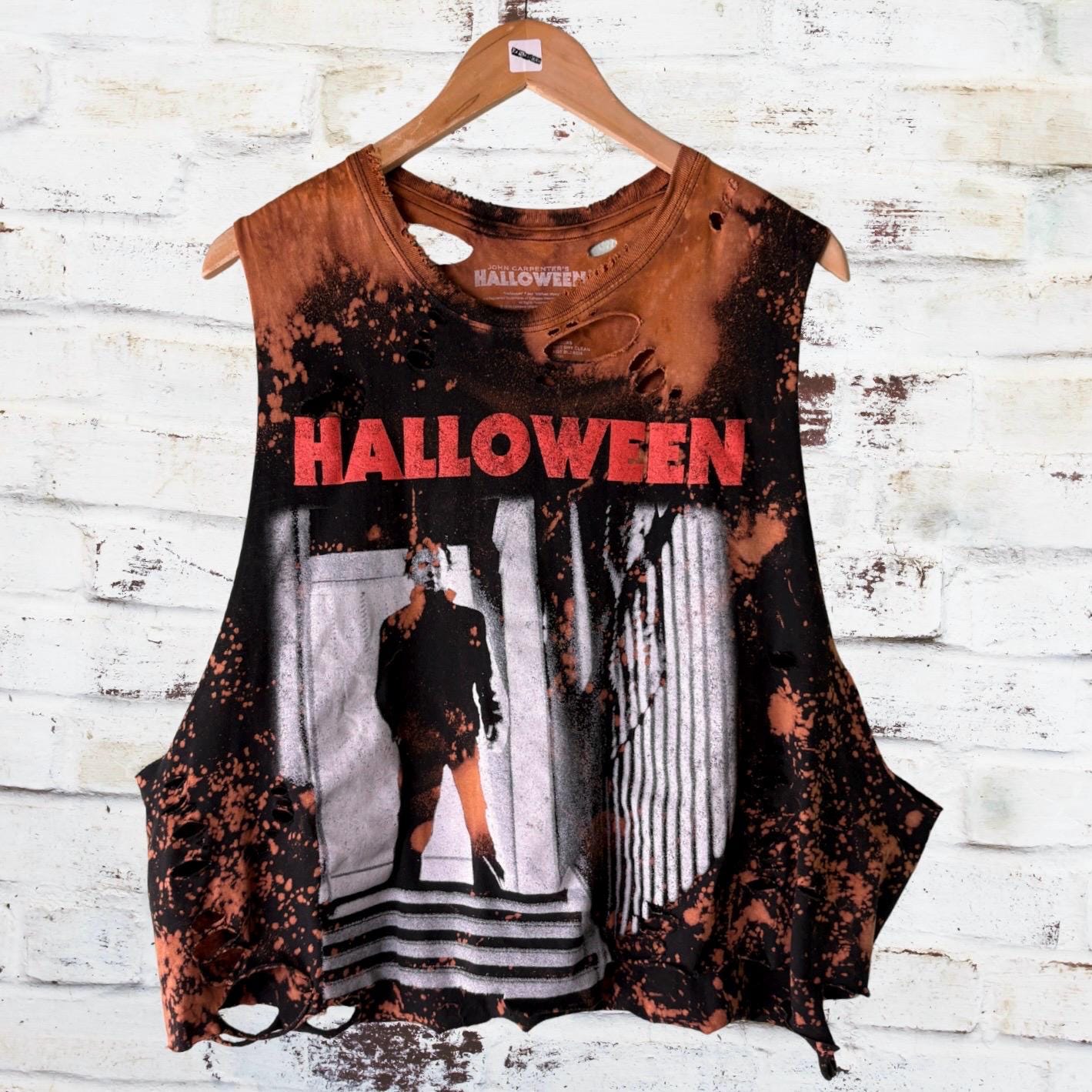 Halloween Michael Myers Bleached Distressed Horror Tee