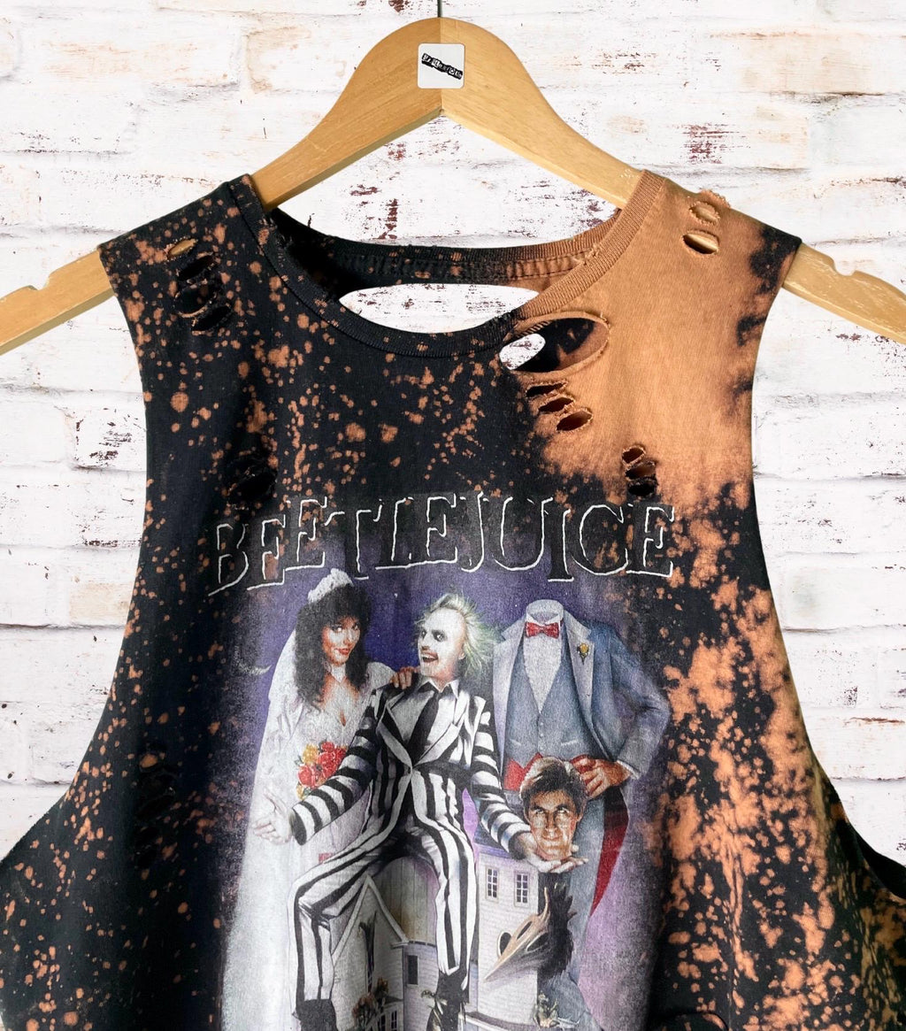 Beetlejuice Bleached Distressed Tee