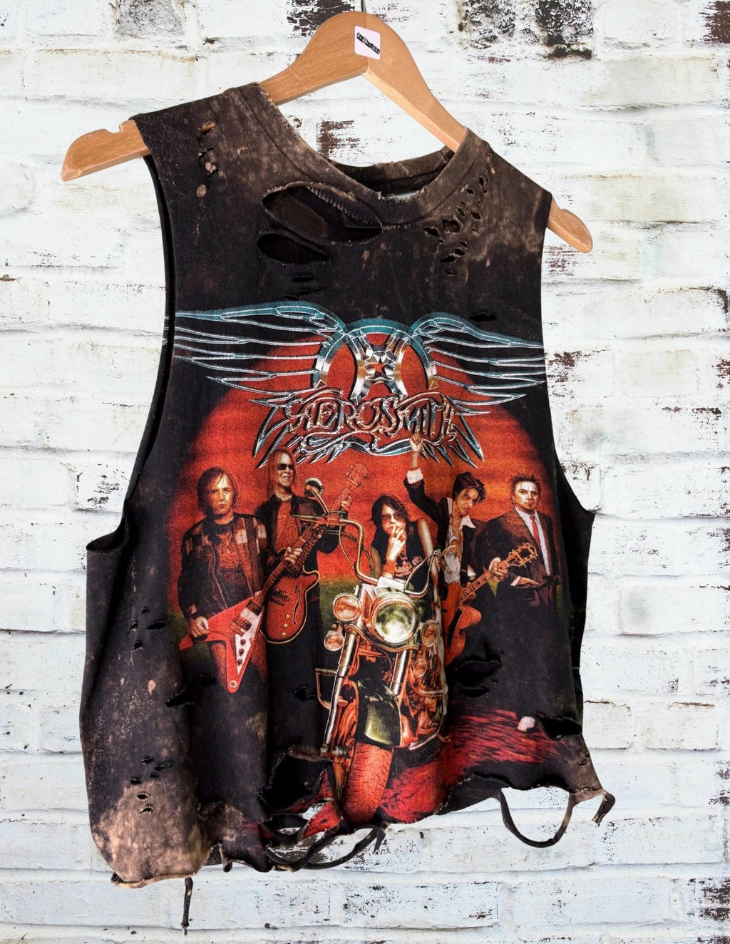 Aerosmith Bleached Shredded Band Tee