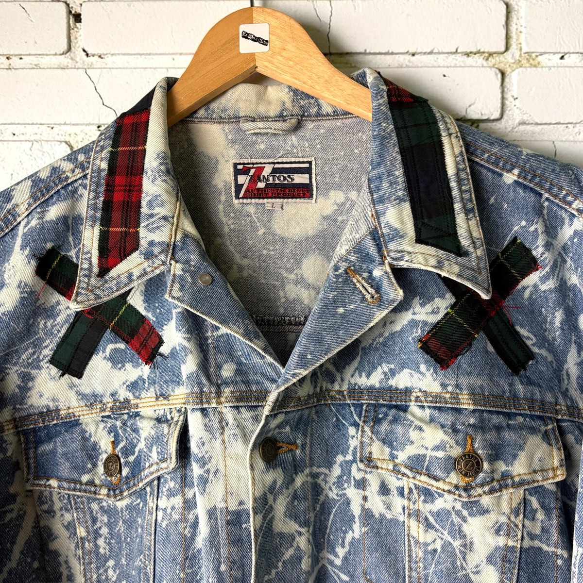 198X - Custom Patchwork Bleached Denim Jacket Punk Rock Jacket Alternative Tumblr Grunge