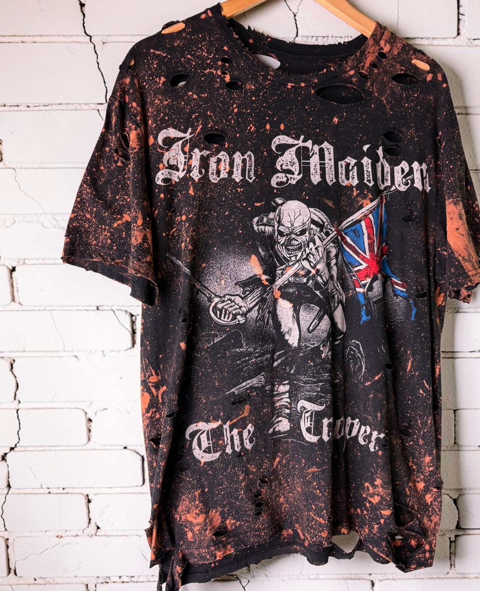 Iron Maiden The Trooper Bleached Distressed Tee