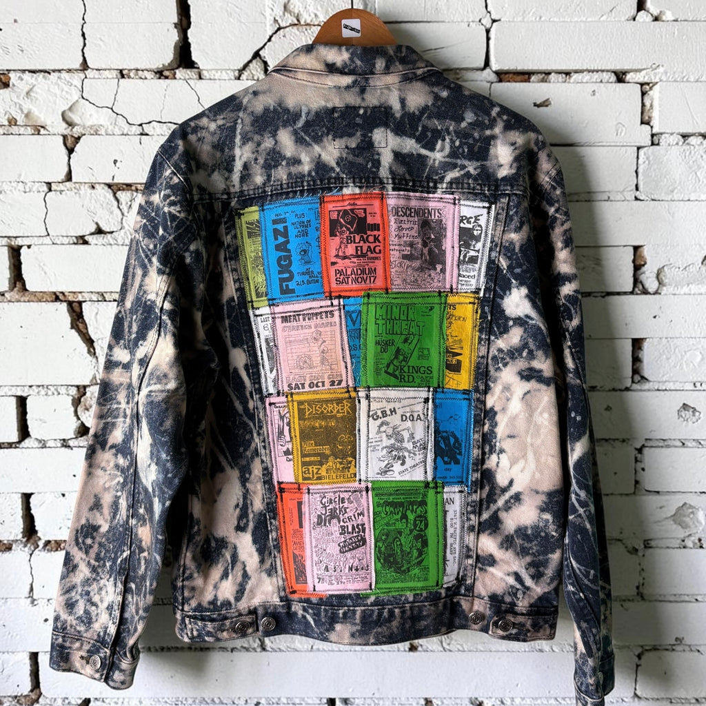 STITCH & DESTROY - Custom Punk Rock Patch Denim Jacket - Acid Wash Jean Jacket