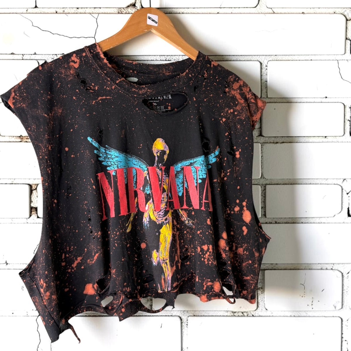 Nirvana - In Utero Bleach Cropped Distressed Tee