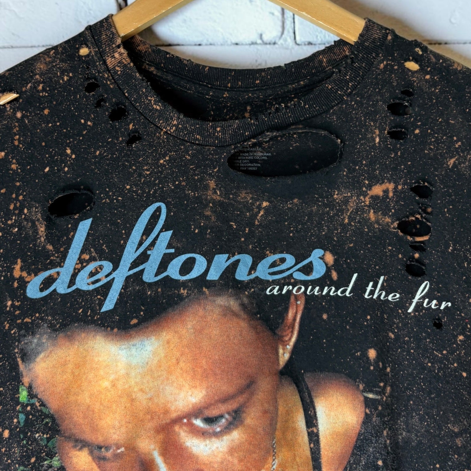 Deftones - Around The Fur Bleached Distressed cropped sleeveless Band Tee