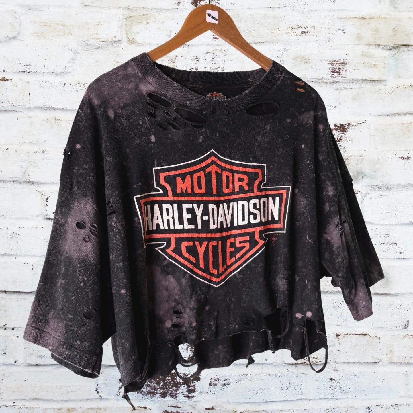 Harley Davidson Classic Logo Bleached Cropped Tee