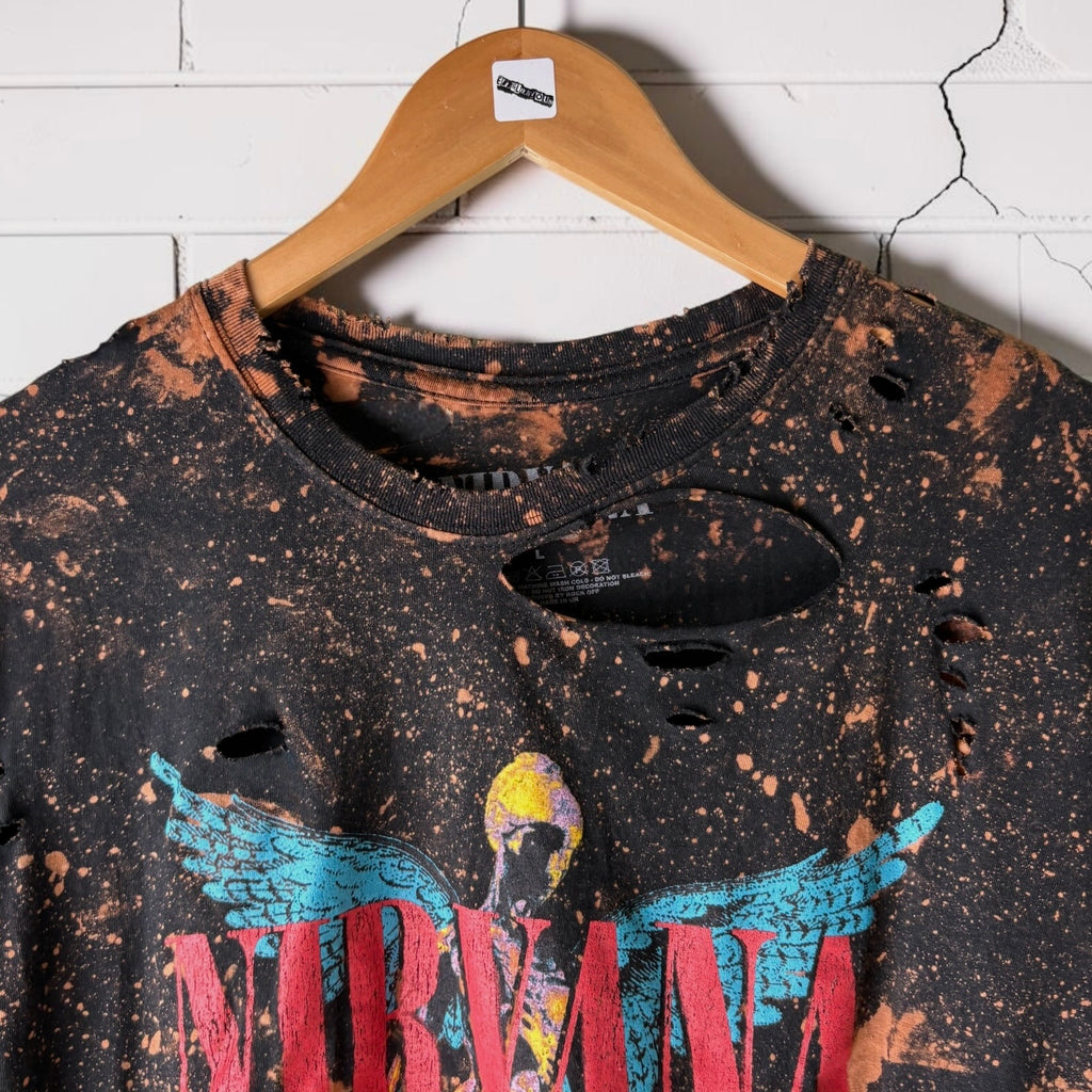Nirvana - In Utero Bleach Cropped Distressed Tee