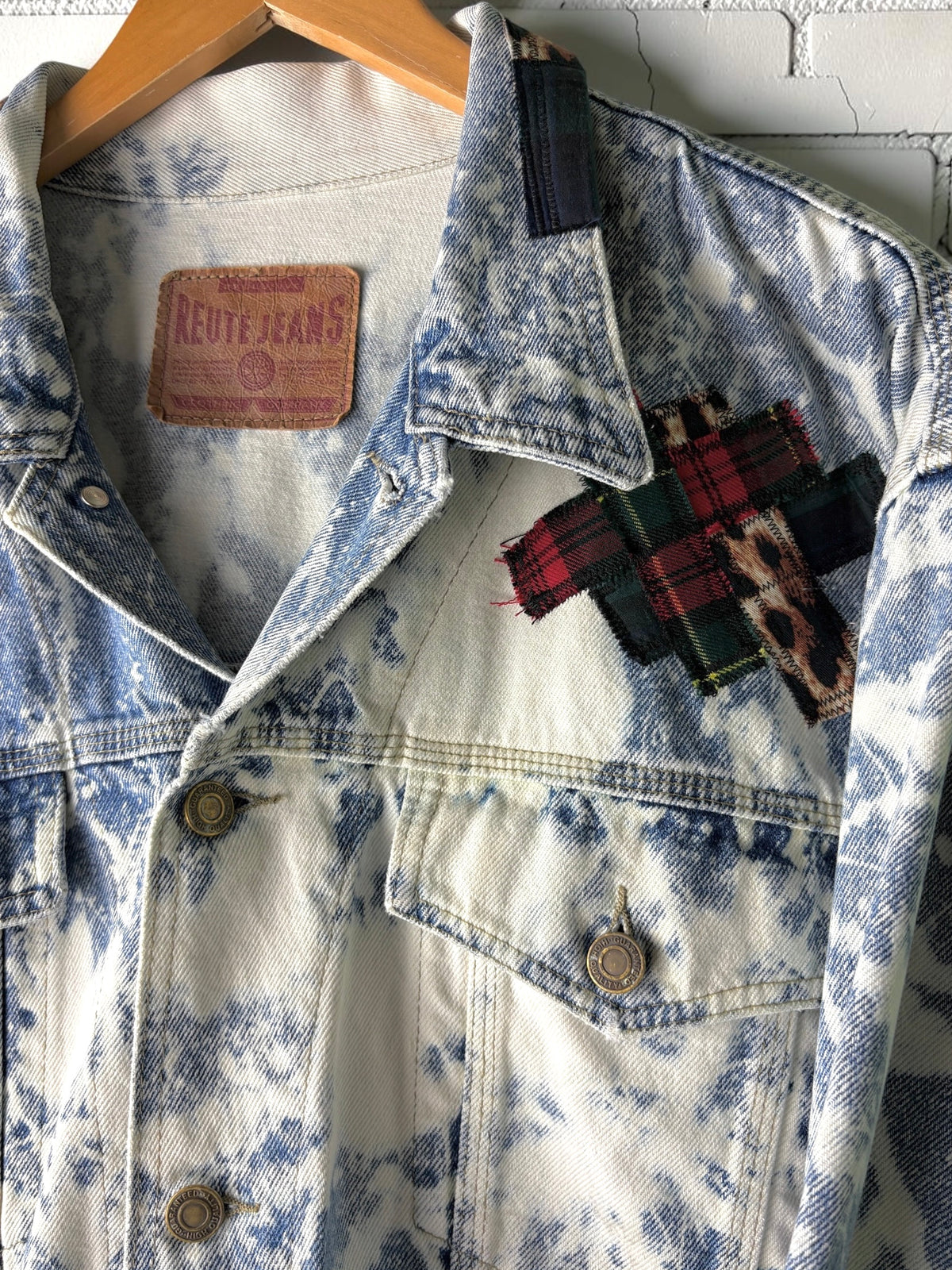 TARTAN TERROR - Custom Patchwork Bleached Denim Jacket Punk Rock Jacket Alternative Tumblr Grunge