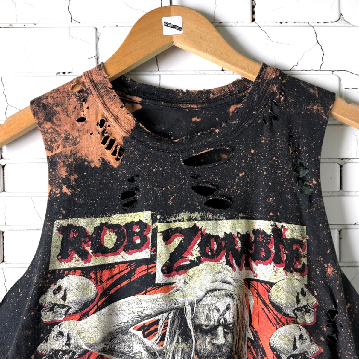 Rob Zombie - Bleached Distressed cropped sleeveless Band Tee