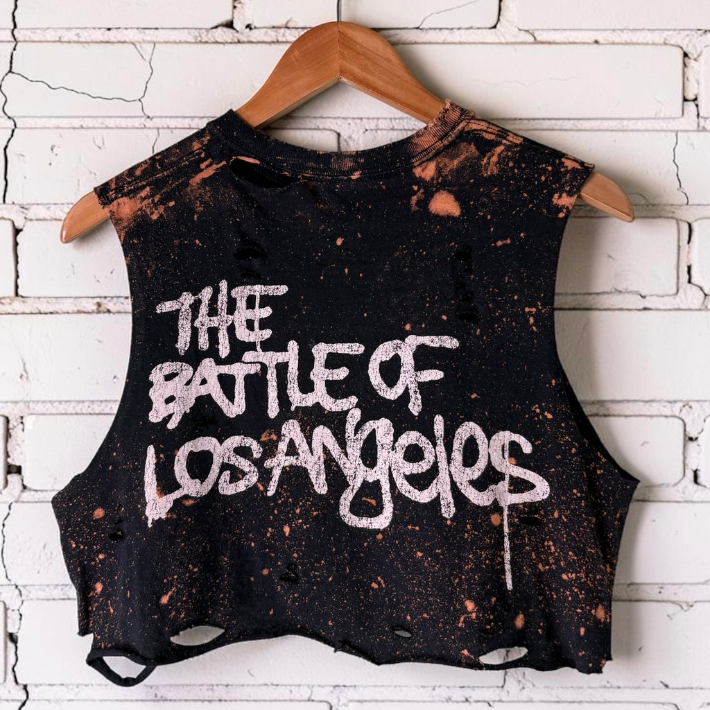 Rage Against The Machine Bleached Distressed Cropped Tee