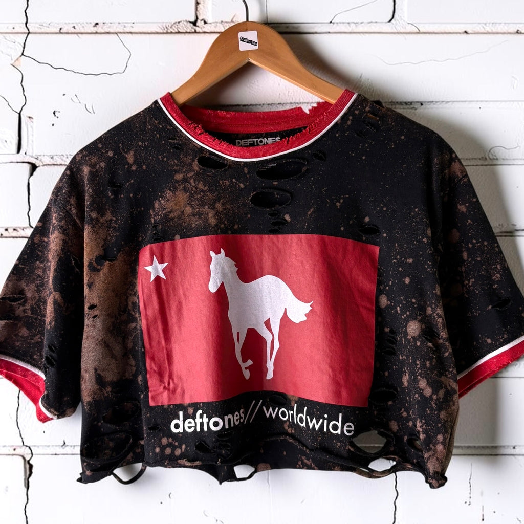 Deftones - Bleached Distressed cropped Band Tee