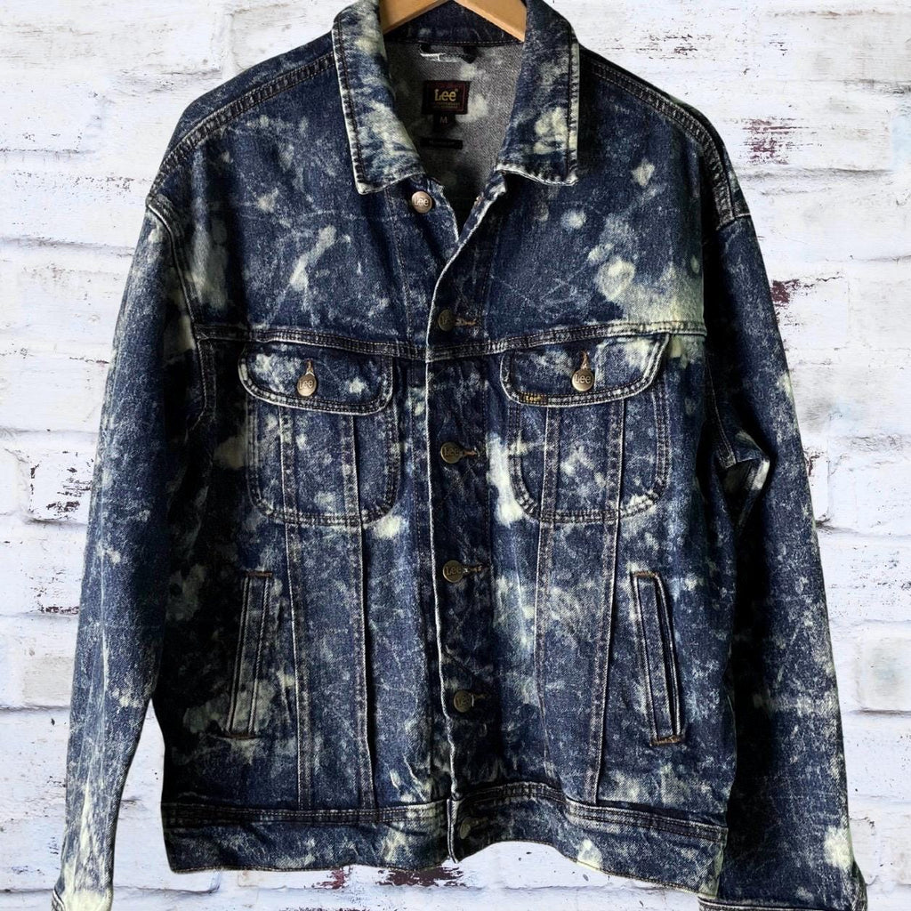 Bleached Splattered Vintage Reworked Denim Jacket
