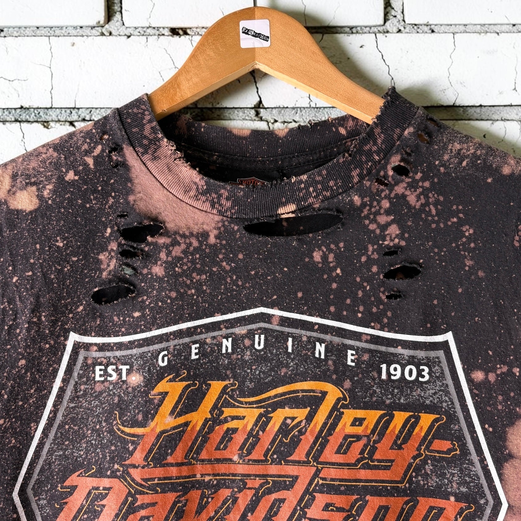Harley Davidson Texas Bleached Shredded Cropped Tee
