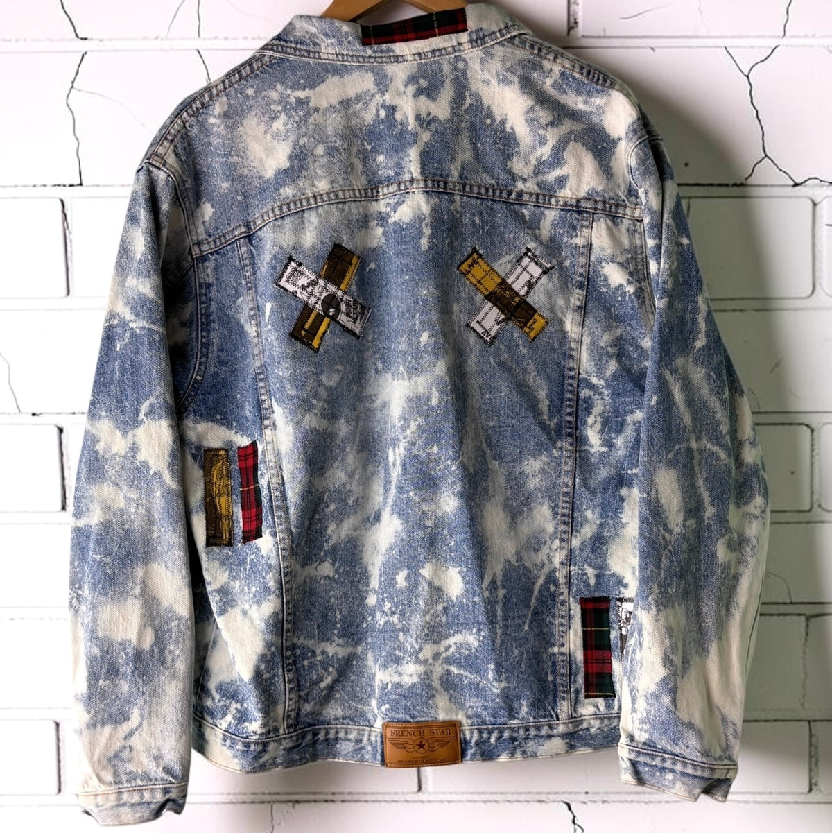 KISS ME DEADLY - Custom Patchwork Bleached Denim Jacket