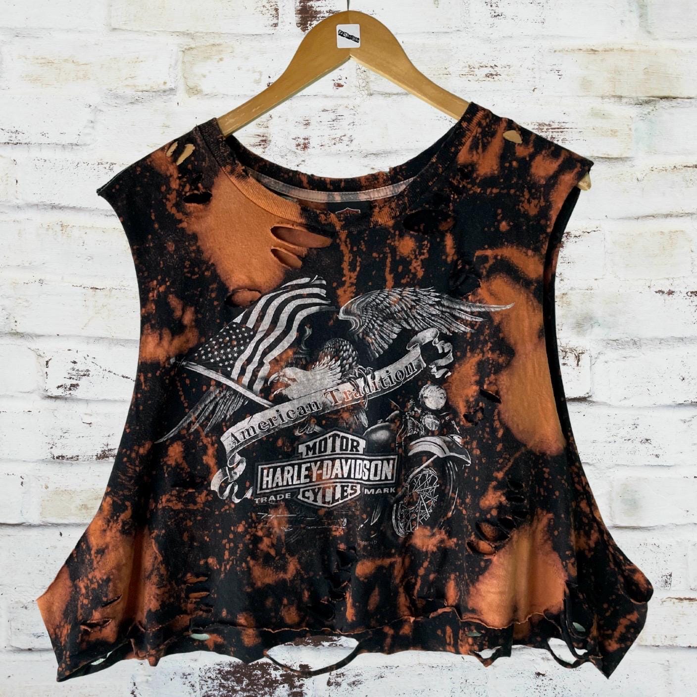 Harley Davidson Cropped Thrashed T-Shirt