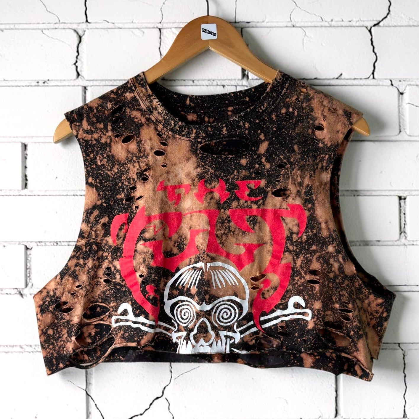 The Cult Bleached Distressed Cropped T-shirt